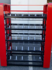 movie tower bluray dvd black red finish