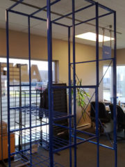 Rail fence rack blue finish